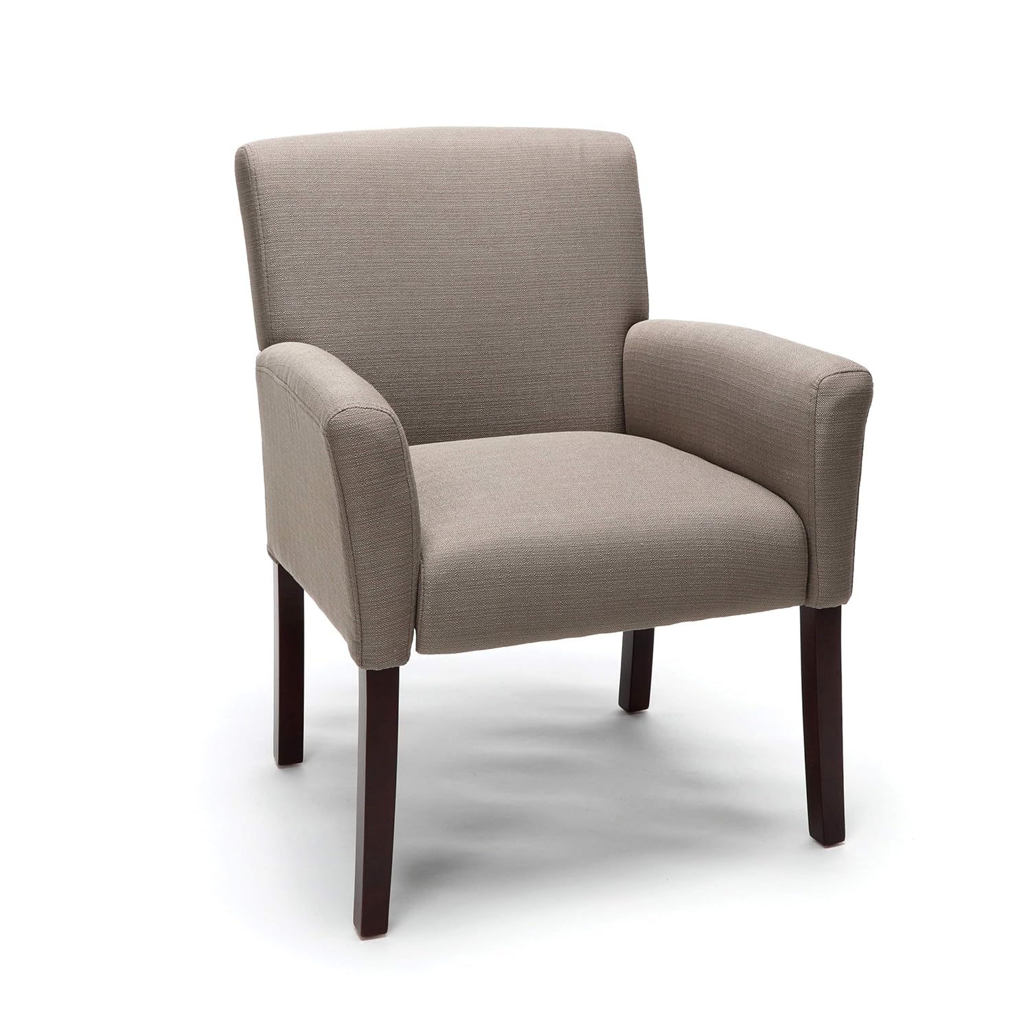 OFM Essentials Collection Bonded Leather Executive Guest Chair with Arms and Wooden Legs, in Black: Kitchen & Dining
