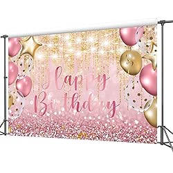 Homewelle Pink Rose Gold Glitter Happy Birthday