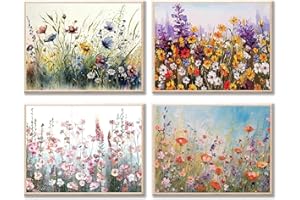 XACKCME 4 Pack Paint by Numbers for Adults-DIY Flower Paint by Number for Kids on Canvas Without Frame,Flowers Oil Painting for Gift Home Wall Decor(4 Pack,12x16inch)