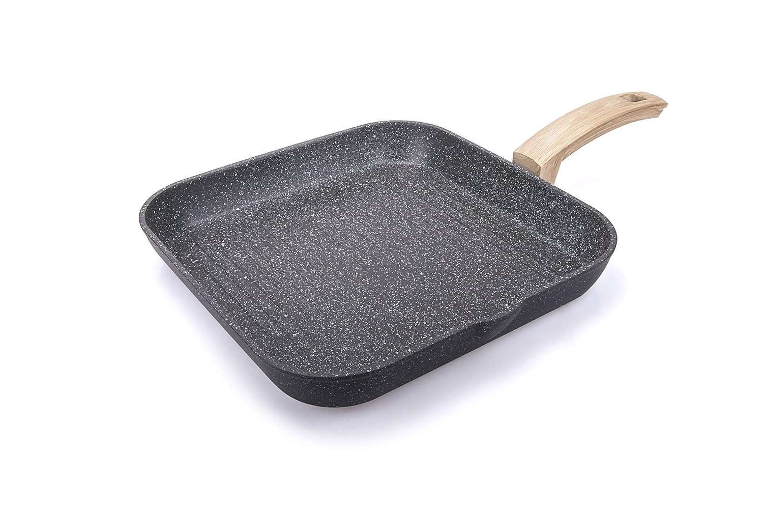 Bistecchiera ALLUFLON Etnea Wood 28 Cm - Antiaderente Pietra, Manico Legno, Made In Italy - Foto 6