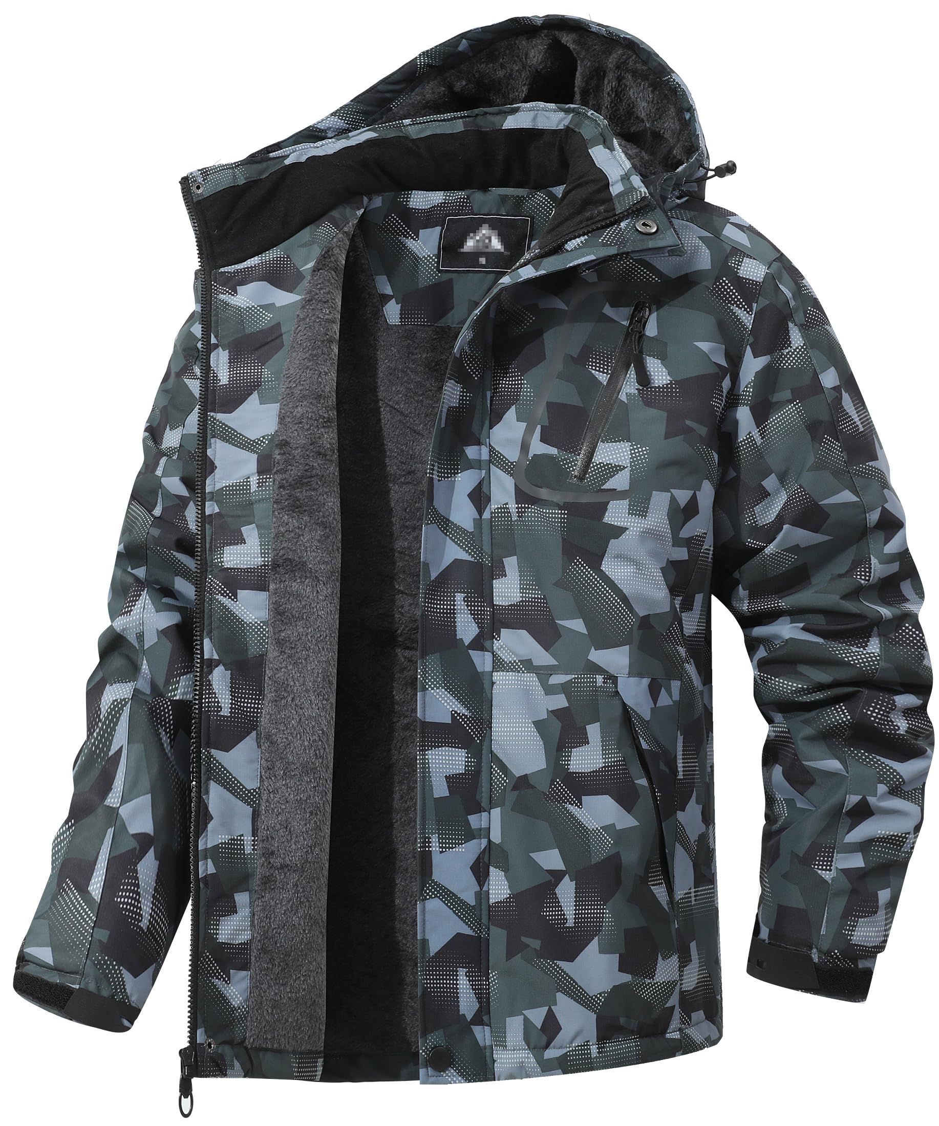 MAOYSSEN Men's Mountain Winter Coat Warm Fleece Ski Snow Jacket Waterproof Raincoat with Hood Image