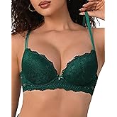 zossav Push Up Bras for Women Add 2 Cups Sexy Lace Cleavage Extra Padded Plunge Bra Underwire