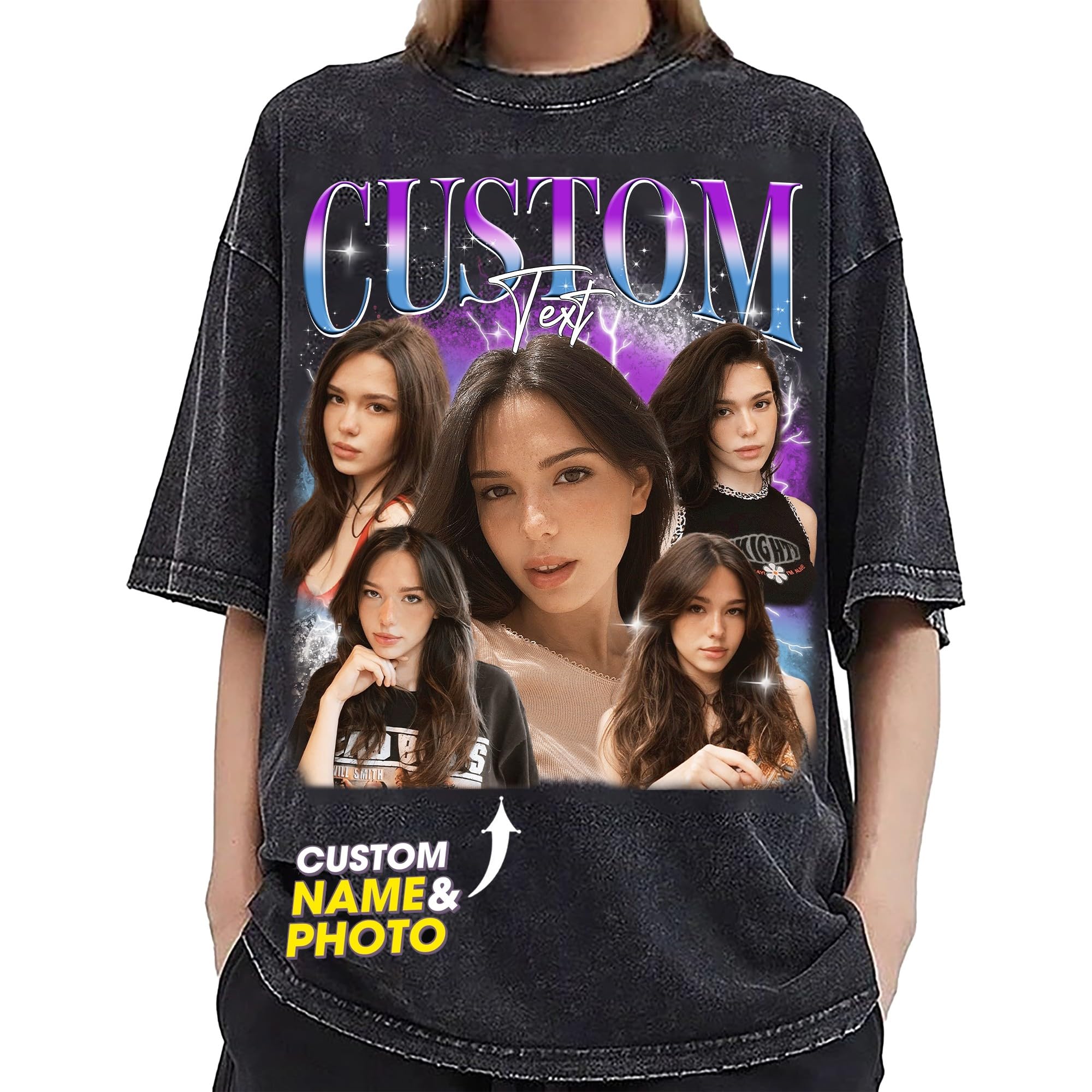 NAZENTI Custom Bootleg Rap Tee, Custom T-Shirts with Picture, Retro Custom Bootleg, Valentine's Gifts for Him Her