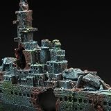 XUBX Resin Warship Aquarium Ornament 23x11x5 cm Non Toxic Shark Safe view 5