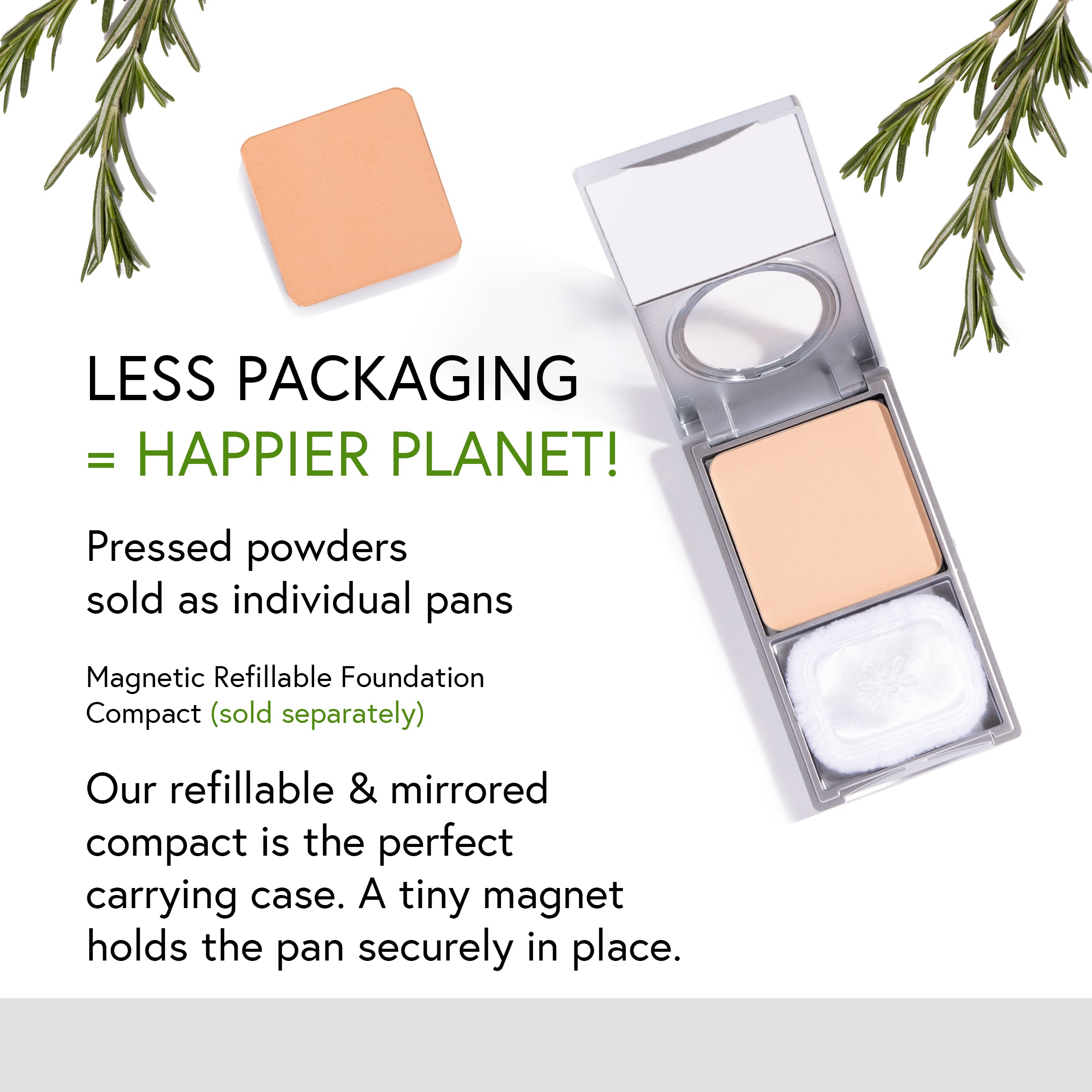 Honeybee Gardens Pressed Mineral Powder Foundation Refill, Luminous, Lightly Warm Neutral Shade, Adjustable Coverage, Natural Finish, With Botanical Extracts And Vitamin E, 7.5g