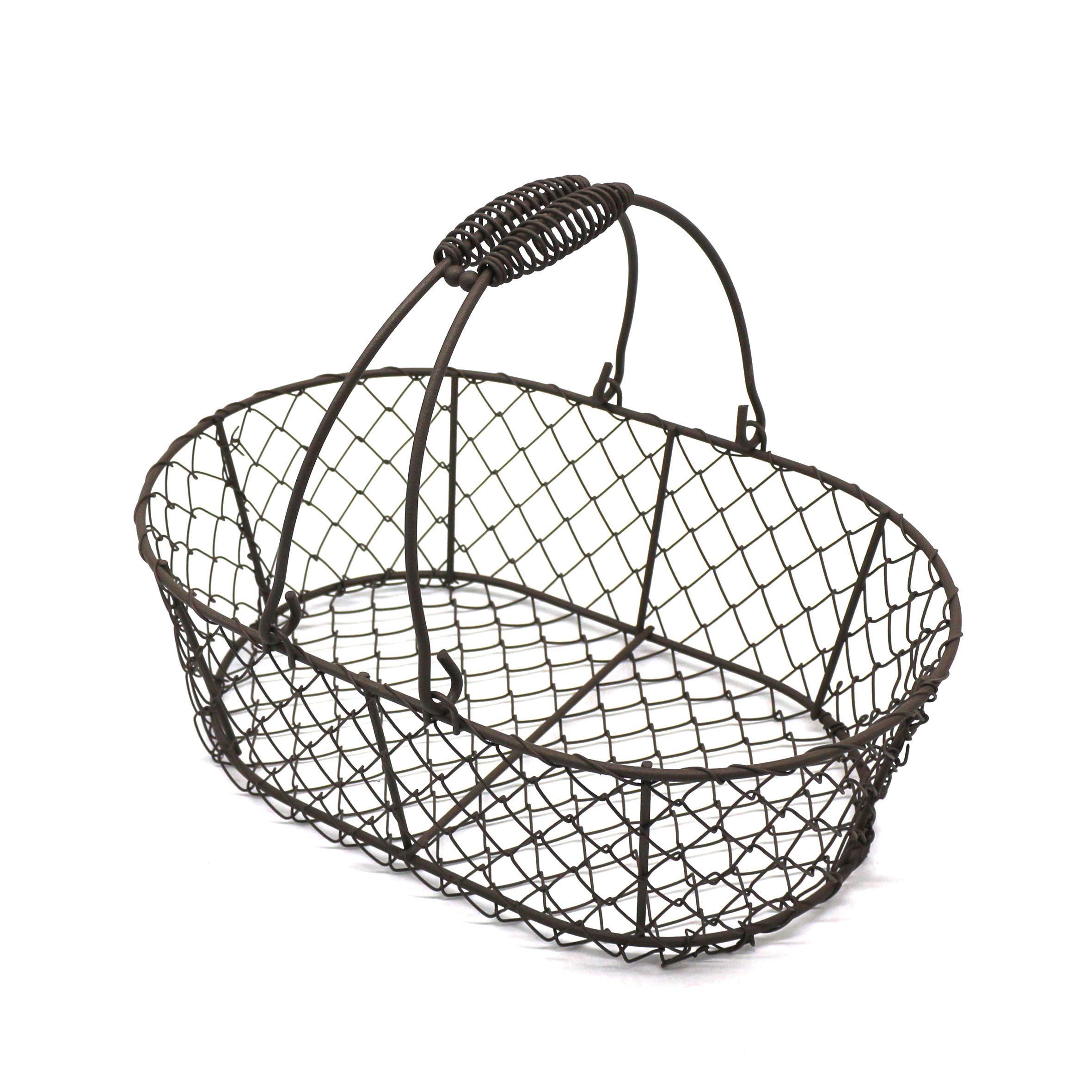 CVHOMEDECO. Oval Rustic Wire Basket. Bronze, 11 x 7.25 x 3.5 Inch