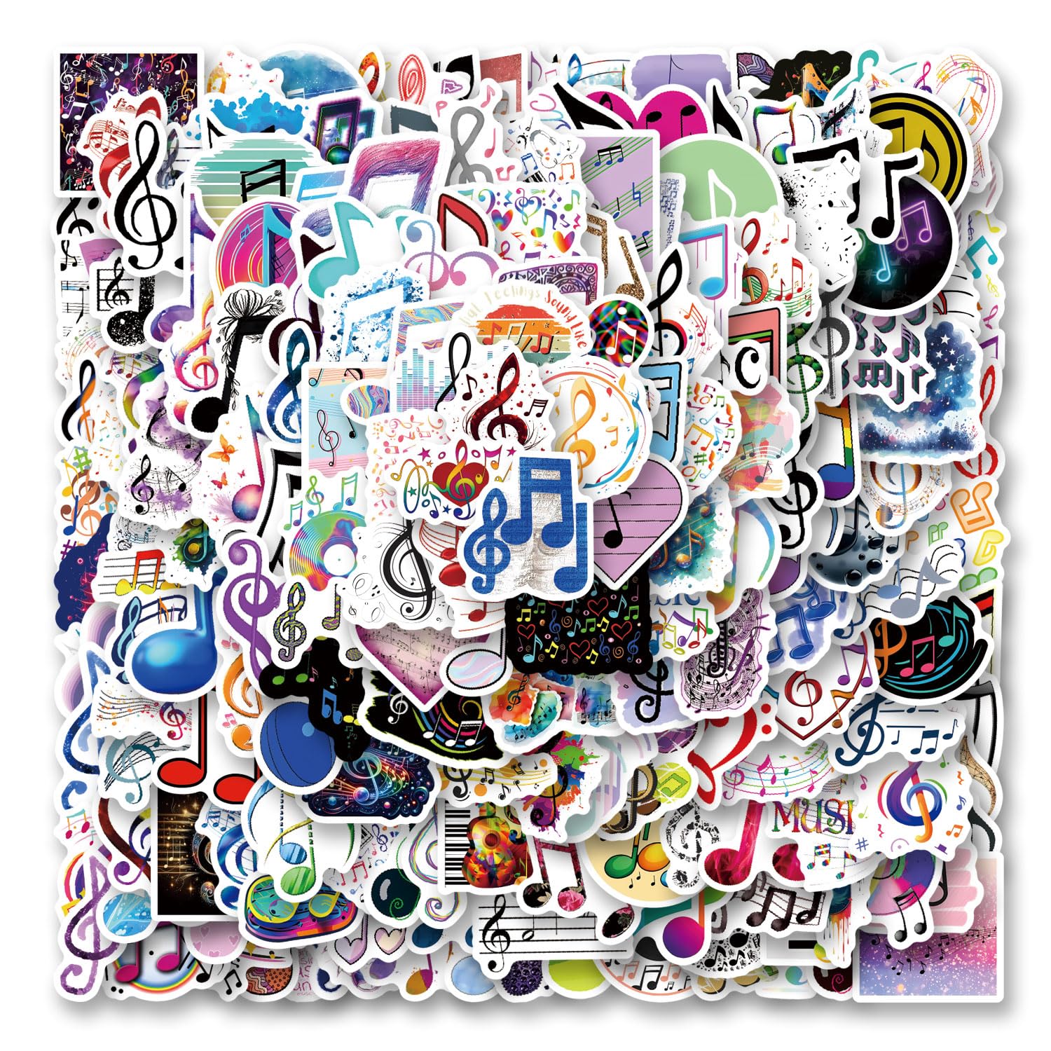 Photo 1 of 200pcs Music Note Stickers Pack, Aesthetic Cartoon Cute Vinyl Waterproof Decals for Water Bottle,Laptop,Phone,Skateboard,Scrapbooking,Bumper for Kids Teens Adults Fans for Party Supply