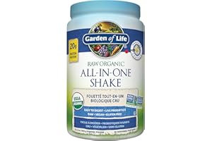 Garden of Life Raw All-in-One Nutritional Shake, Vanilla, (28 servings- 969g.) Packed with 20 grams of Certified Organic Plan