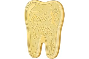 LULUCIRCLE Tooth Fairy Coin, Tooth Shaped Lucky Coin Gift for Kids Boys Girls, Children's Tooth Changing Gift