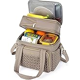 BAGSMART Insulated Lunch Box for Women, Double Deck Leakproof Cooler Bag with Expandable Design for Office Work & Outdoor Picnic