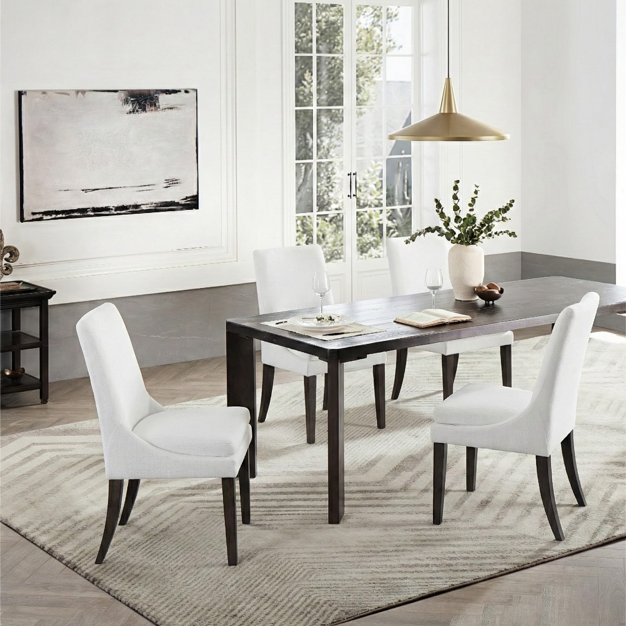 Photo 1 of ***PARTIAL SET/ ONLY 2 CHAIRS*** KISLOT Upholstered Dining Chairs Modern Sidechair Performance Fabric High Back Armlesschair for Diningroom Kitchen,White,Set of 4(2 Box)