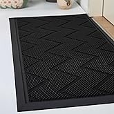 Long Front Door Mat for Outside Entrance 35.5"x17" – Anti-Slip Dirt-Trapping Waterproof Rubber Indoor & Outdoor Mat with Textured Surface for Entryway - Heavy Duty All Weather Doormat – Black