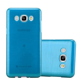 Cadorabo Hülle für Samsung Galaxy J5 2016 (6) - Hülle in TÜRKIS – Handyhülle aus TPU Silikon in gebürsteter Edelstahloptik (B