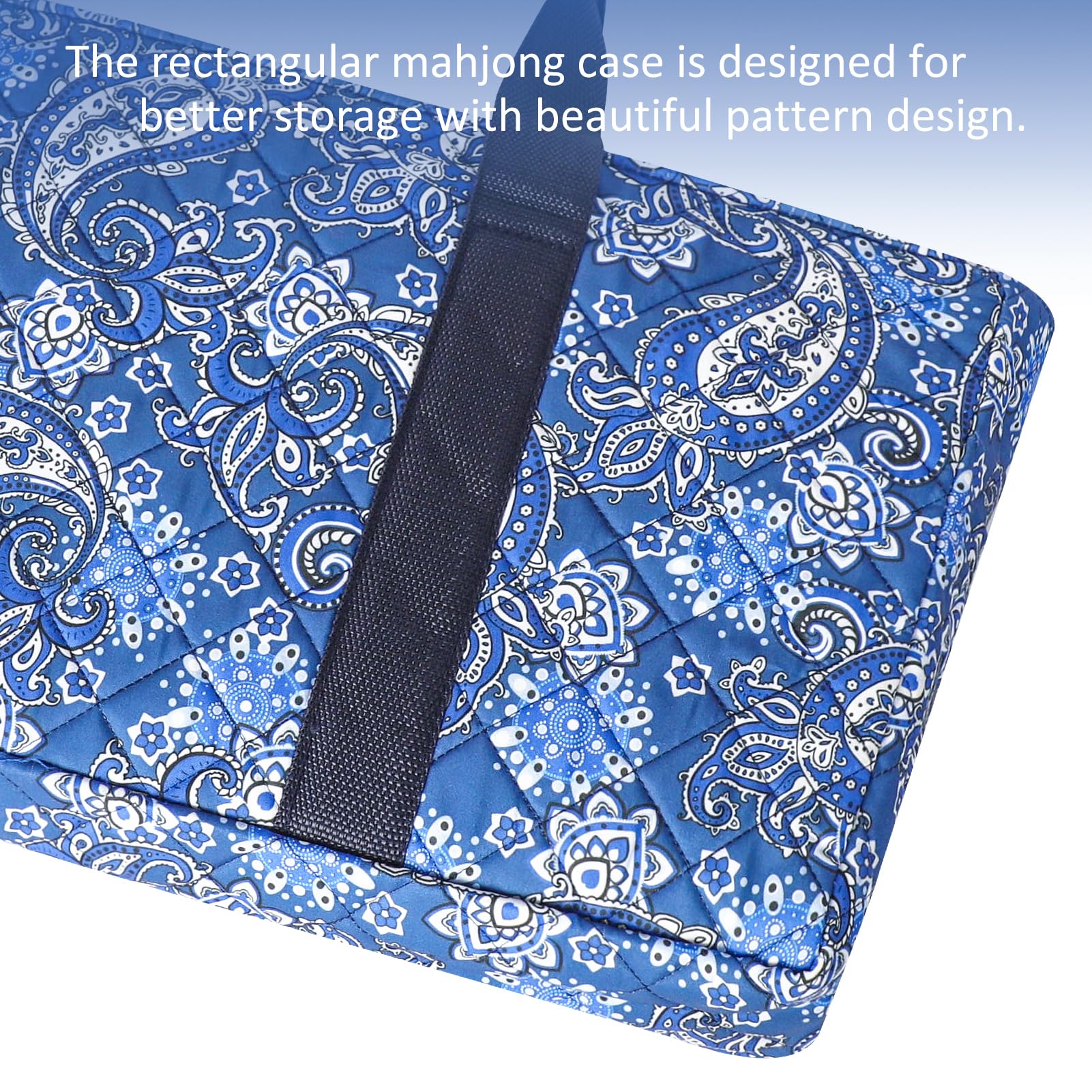 American Mahjong Game Set, 166 Quality White Tiles, 4 All-in-One Color Rack/Pushers, Mahjong Tile Set with Blue Printed Carrying Bag