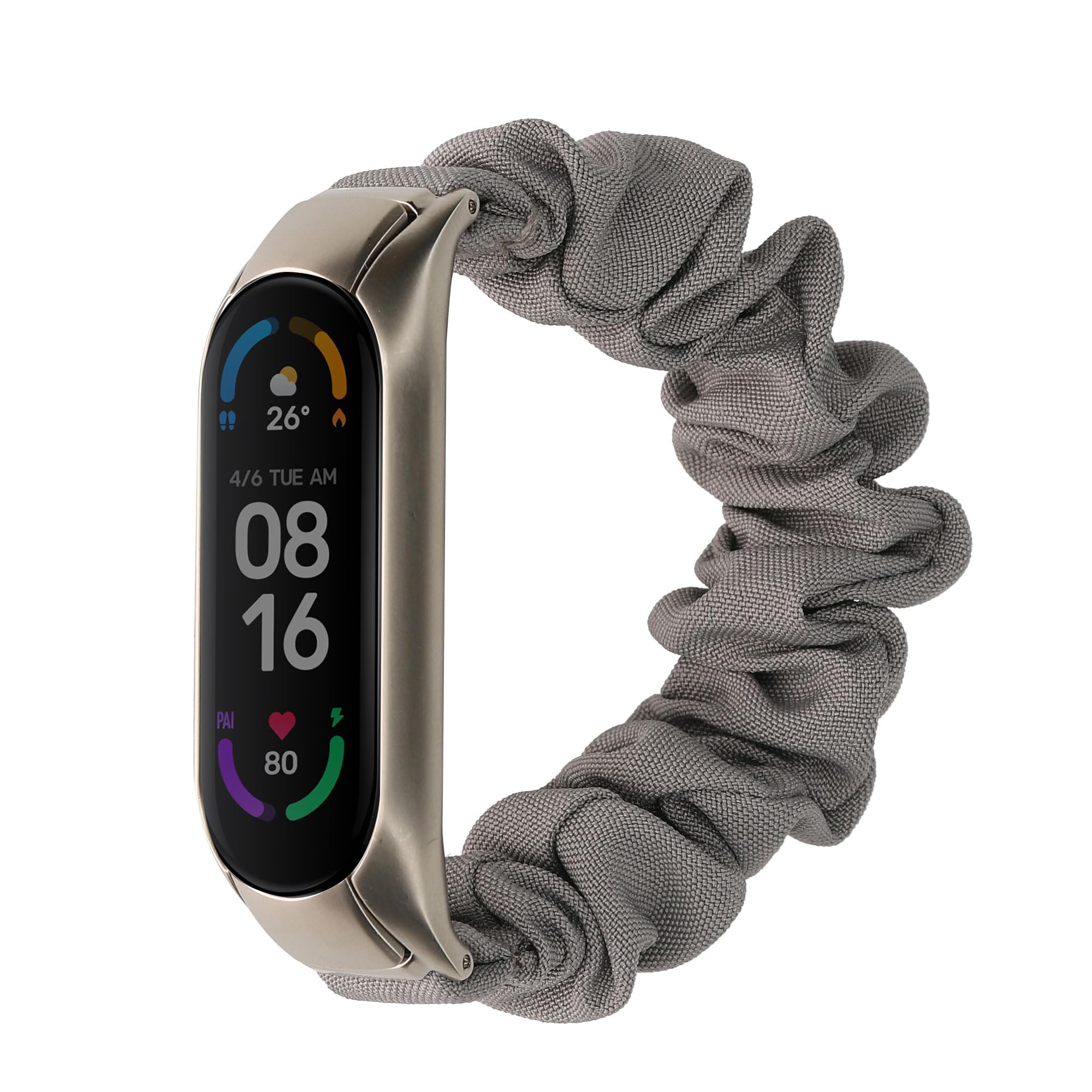 kwmobile Watch Strap Compatible with Xiaomi Mi Smart Band 6 / Mi Band 6 / Band 5 - Grey Scrunchie Watch Band -