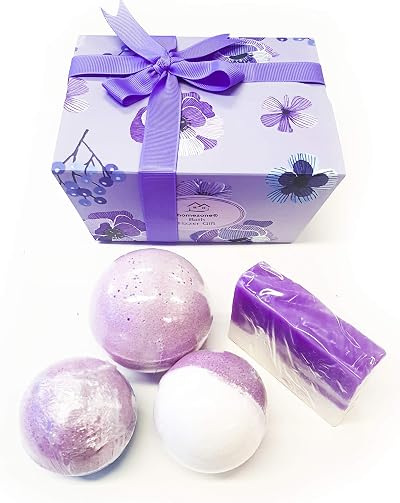 HomeZone 5PC Luxury Scented Bath Bomb Gift Box Pink Fizzer SPA Organic Vegan