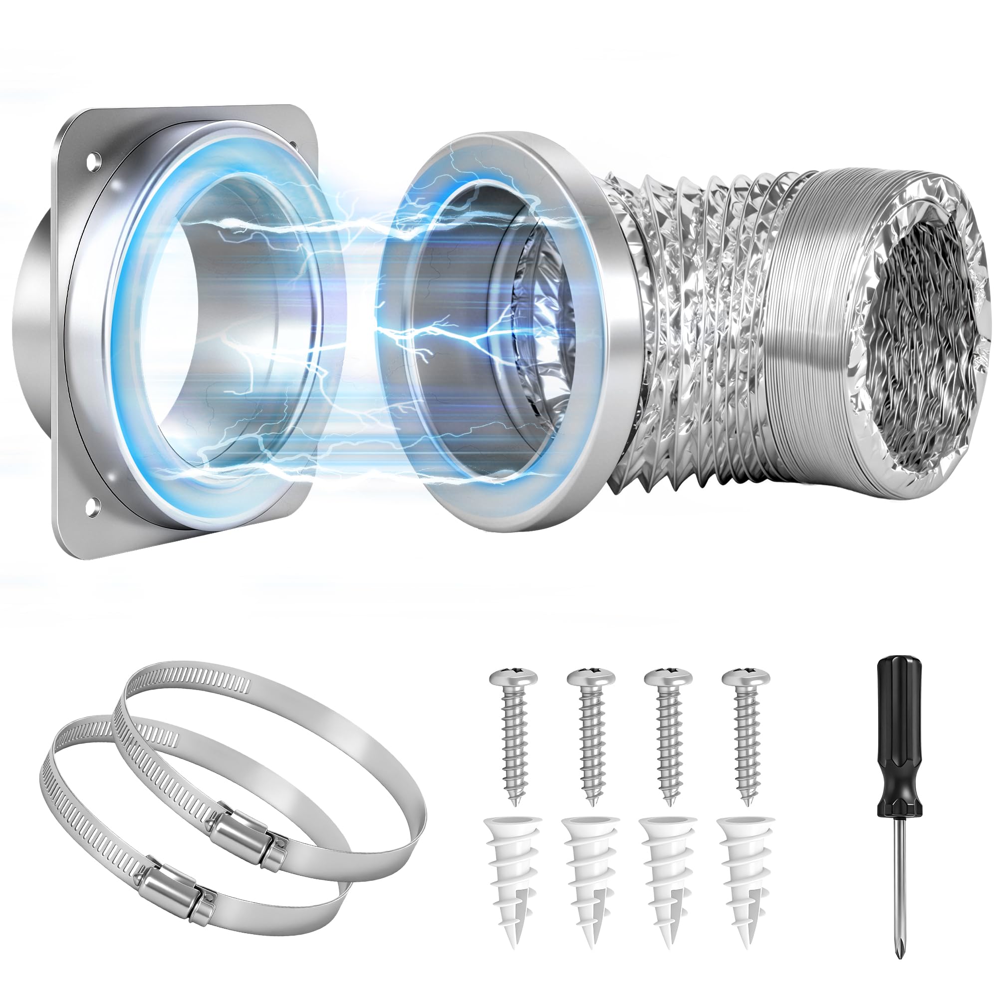 Photo 1 of Magnetic Dryer Vent Kit, Quick Connect for 4" Dryers, Save 4–6 Inches of Space, Strong Magnetic Hold, 3.3FT Hose, Airtight Seal & Reinforced Wall Connector