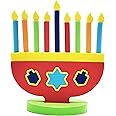 The Dreidel Company Hanukkah Foam Toy Menorah with Removable Candles and Dreidel Design