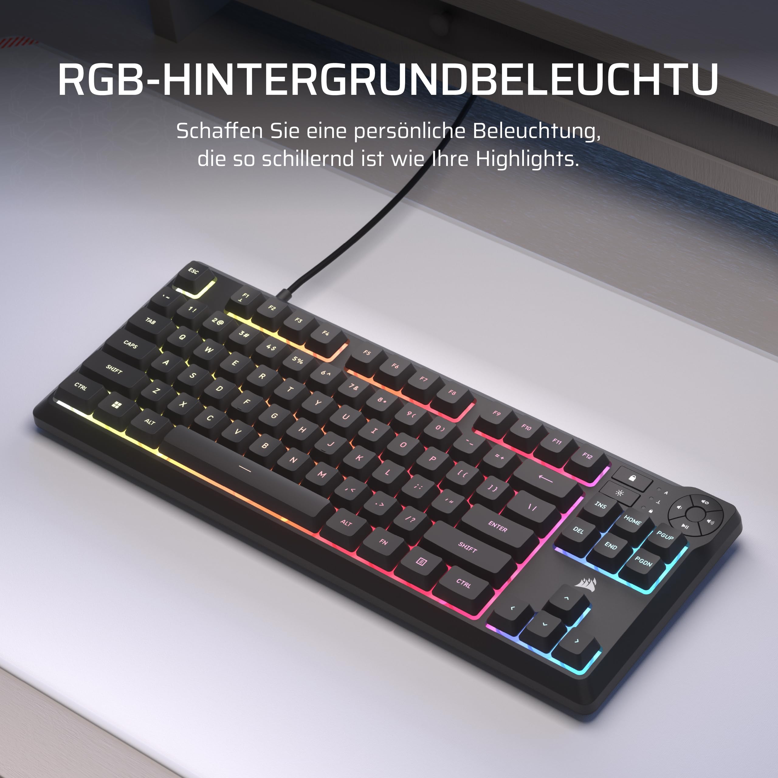 Corsair K55 CORE TKL RGB Tenkeyless Gaming-Tastatur – Schwarz 6