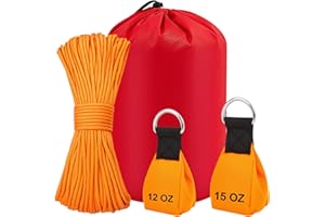 LOYIM 4 Pcs Arborist Throw Line Kit, 12oz+15oz Throw Weight Bag with 164ft Polyester Rope and Storage Bag Arborist Equipment Climbing Kit for Tree Work Limb Throwing