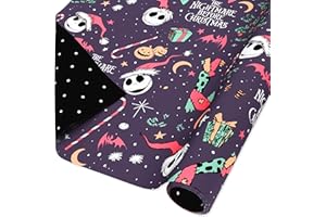 American Greetings Nightmare Before Christmas Black Christmas Wrapping Paper Rolls, Black and Red Holiday Gift Wrap (40 sq. ft., 1 Reversible Roll-30 in. x 16 ft.) Jack Skellington, Sally, Polka Dots