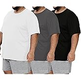 BOOJO 3 Pack Men's Big and Tall Shirts - Short Sleeve Workout Quick Dry T-Shirts Crew Neck Moisture Wicking Tshirts (3XL-5XL)