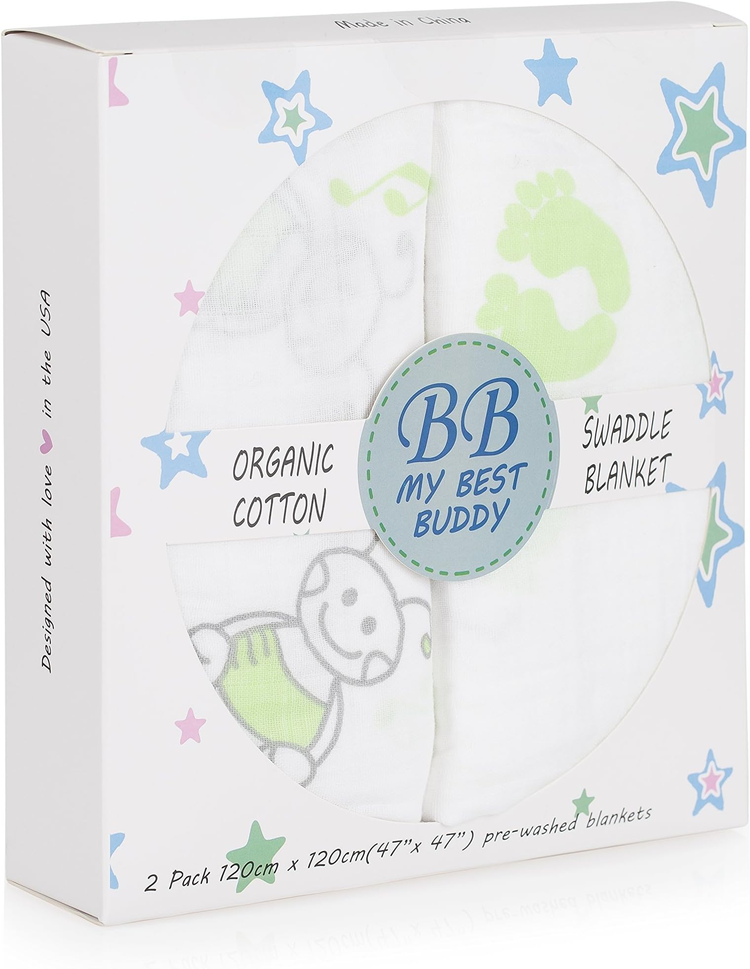 Muslin Swaddle Blanket Set - 100% Organic Cotton Pack of 2 - Great for Birthdays and Baby Showers