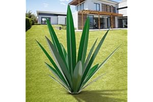 TOMBABY Large Leaf Thickened Metal Agave Plant Outdoor Decoration Desert Courtyard Art Plant Garden Decoration Outdoor Metal Art Floral Gift (1, Green)
