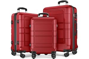 Axidou Luggage Sets with Spinner Wheels (20/24/28 Inch), PC+ABS Suitcase Sets
