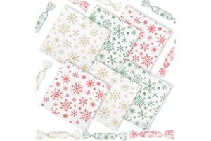 CCINEE 300Pcs Christmas Candy Wrappers, Greaseproof Caramel Twisting Wax Paper for Christmas Birthday Party(3 Styles)