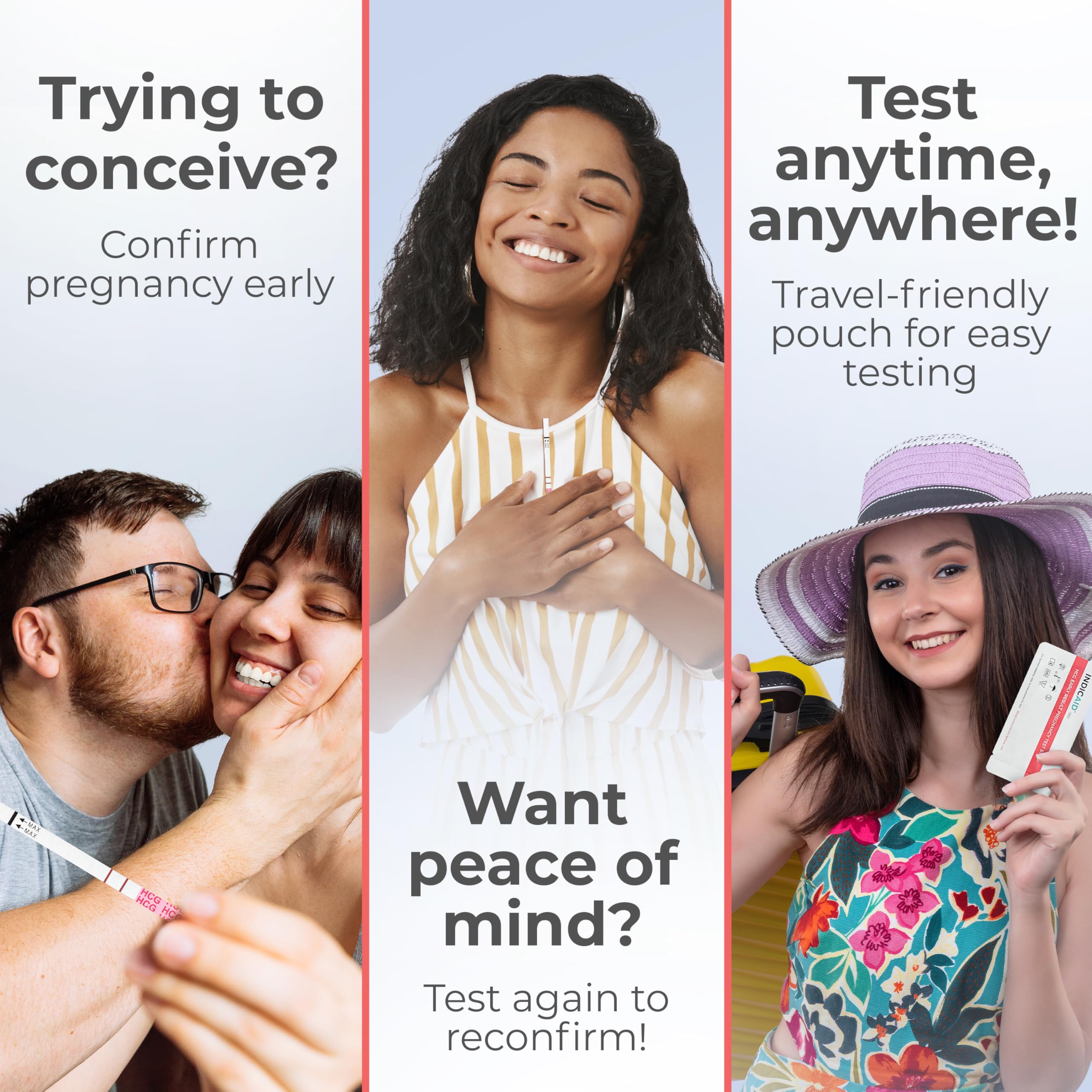 INDICAID Early Detection Pregnancy Test Strips - 25 Tests - hCG Test Early Result 6 Days Before Missed Period - High-Sensitivity Easy at-Home Pregnancy Tests - Rapid Results in 3 Minutes