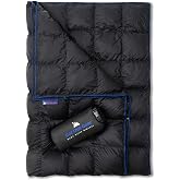 Get Out Gear Down Camping Blanket - Puffy, Packable, Lightweight and Warm | Ideal for Outdoors, Travel, Stadium, Festivals, Beach, Hammock | 650 Fill Power Water-Resistant Backpacking Quilt