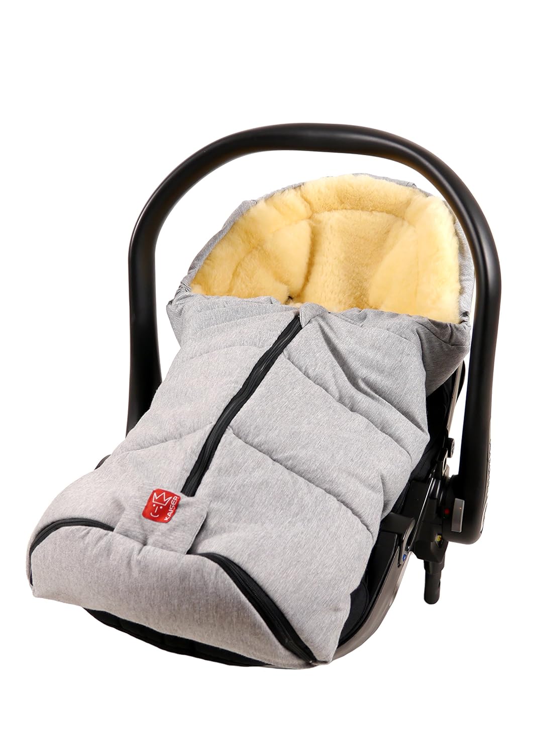 Kaiser 65332323 Babyschalenfußsack Channy, Lammfell medizin, hellgrau melange