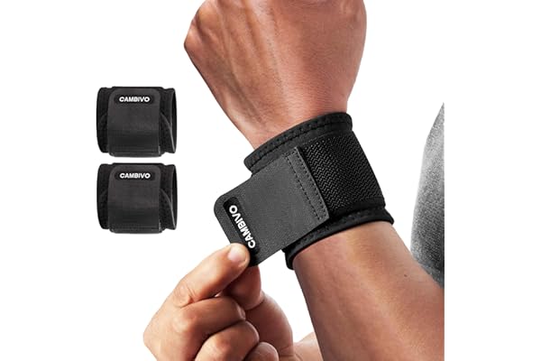 CAMBIVO Wrist Brace 2 Pack, Adjustable Wrist Support for Gym and Sports | Flexible 2-Strap Compression Fits Either Wrist and