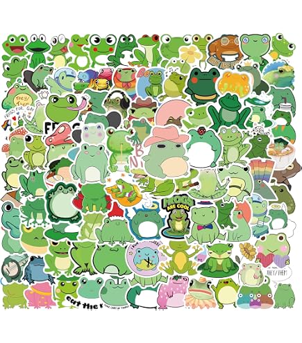 Frog Stickers For Kids 50 Random Adorable Green Frog Stickers, Cute ...