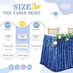9ft Royal Blue Table Skirts for rectangle Sequin
