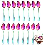 Rainbow Spoons,Soup Spoons,Set of 16 Top Food Grade