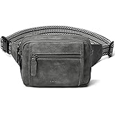 LATMAP 3L TRIPLE ZIP Fanny Packs Belt Bag For Women Men Crossbody Waist Pack Sling Chest Bum Travel Bag Purse Faux Leather Fashion Cute Dark Grey