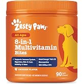Zesty Paws Dog Vitamins - Dog Multivitamin Chews, Chicken, 90 Ct | Dog Vitamins and Supplements for Hip &amp; Joints, Skin &amp; Coat, Omega 3 Fish Oil for Dogs