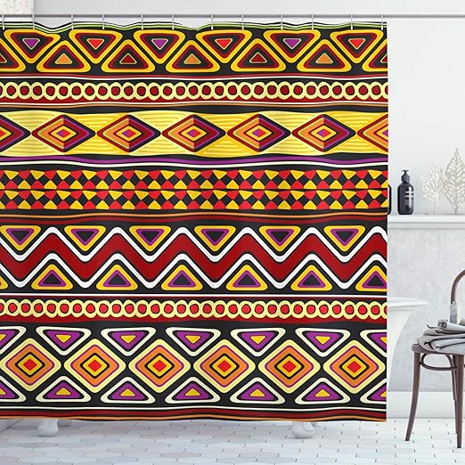 Amazon Com Ambesonne African Shower Curtain Oriental Patterns
