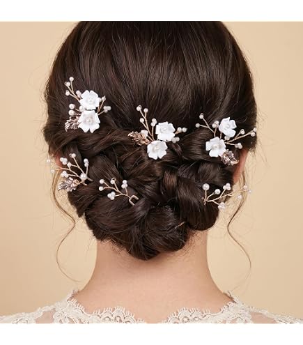 Amazon.com : Handmade Pearl Bridal Wedding Hair Pins 6Pcs  display picture 2
