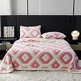 LEVINIS Bohemian Sherpa Throw Blanket 60'' × 80'', Sherpa Fleece Blanket for All Season, Southwestern Aztec Blankets for Bed/Couch/Sofa/Office/Camping, Pink