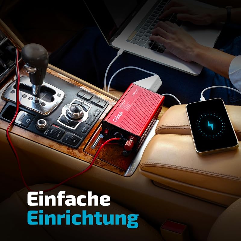 Stromumwandler 12V auf 230V 500W – Wechselrichter mit 3A USB-A & USB-C
