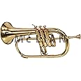 McLian Professional Bb Flugelhorn 3 Valves Brass with Hard Case, Mouthpiece and Gloves