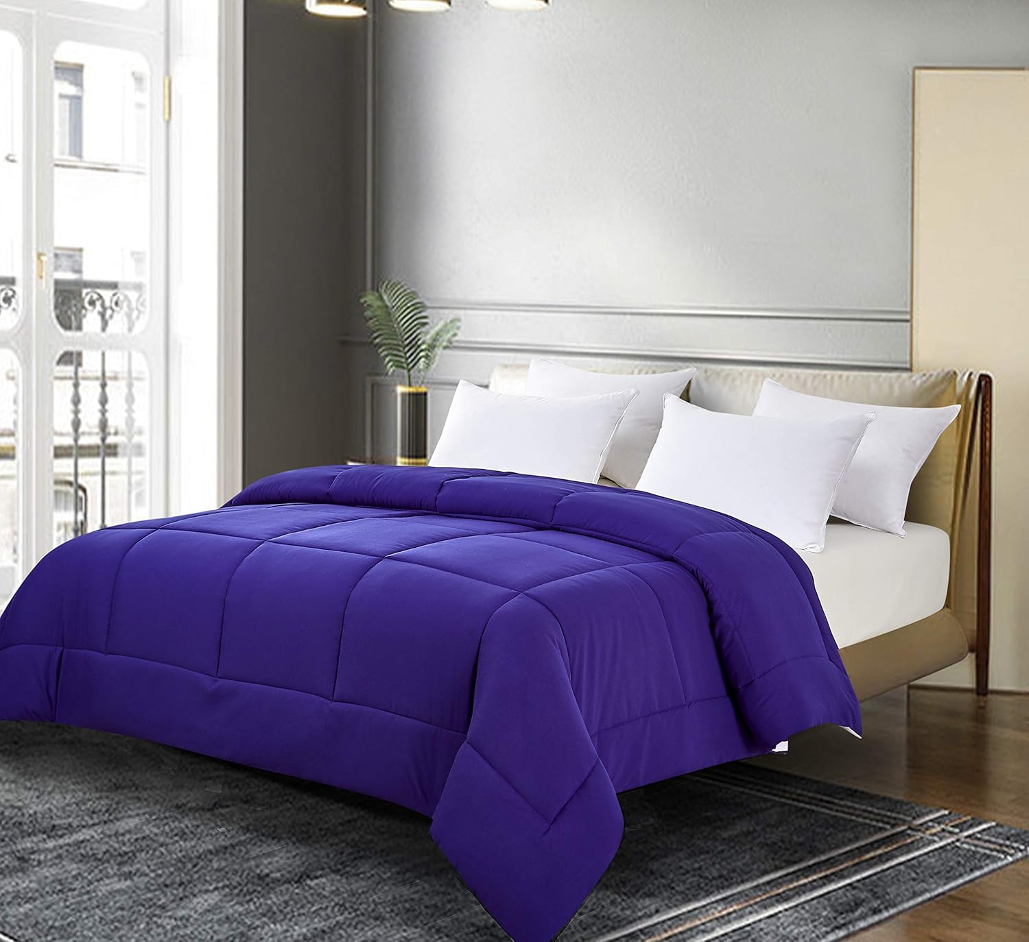Blue Ridge Home Fashions Microfiber Two Tone Reversible Down Alternative All Season Comforter Hypoallergenic Polyester Fill King Purple Violet
