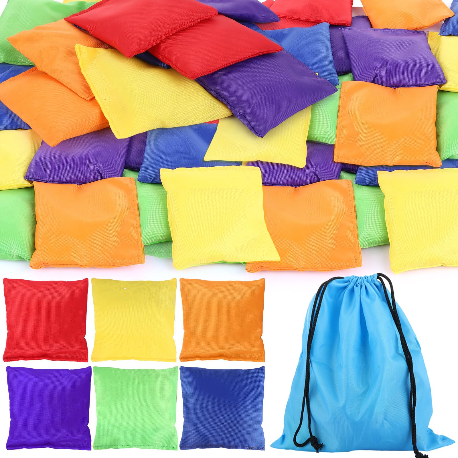 APACALI 30PCS Bean Bags Throwing, 10 x 10cm Small Bean Bag, Colorful Bean Bags Throwing for Fun Sports Outdoor Family Games, 6 Colours