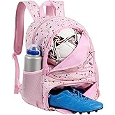 TRAILKICKER Soccer Backpack 32L Pink Soccer Bag with Ball Holder Shoes Compartment Water-Resistant Breathable Multi-Sport Backpack for Basketball Volleyball Football Helmet