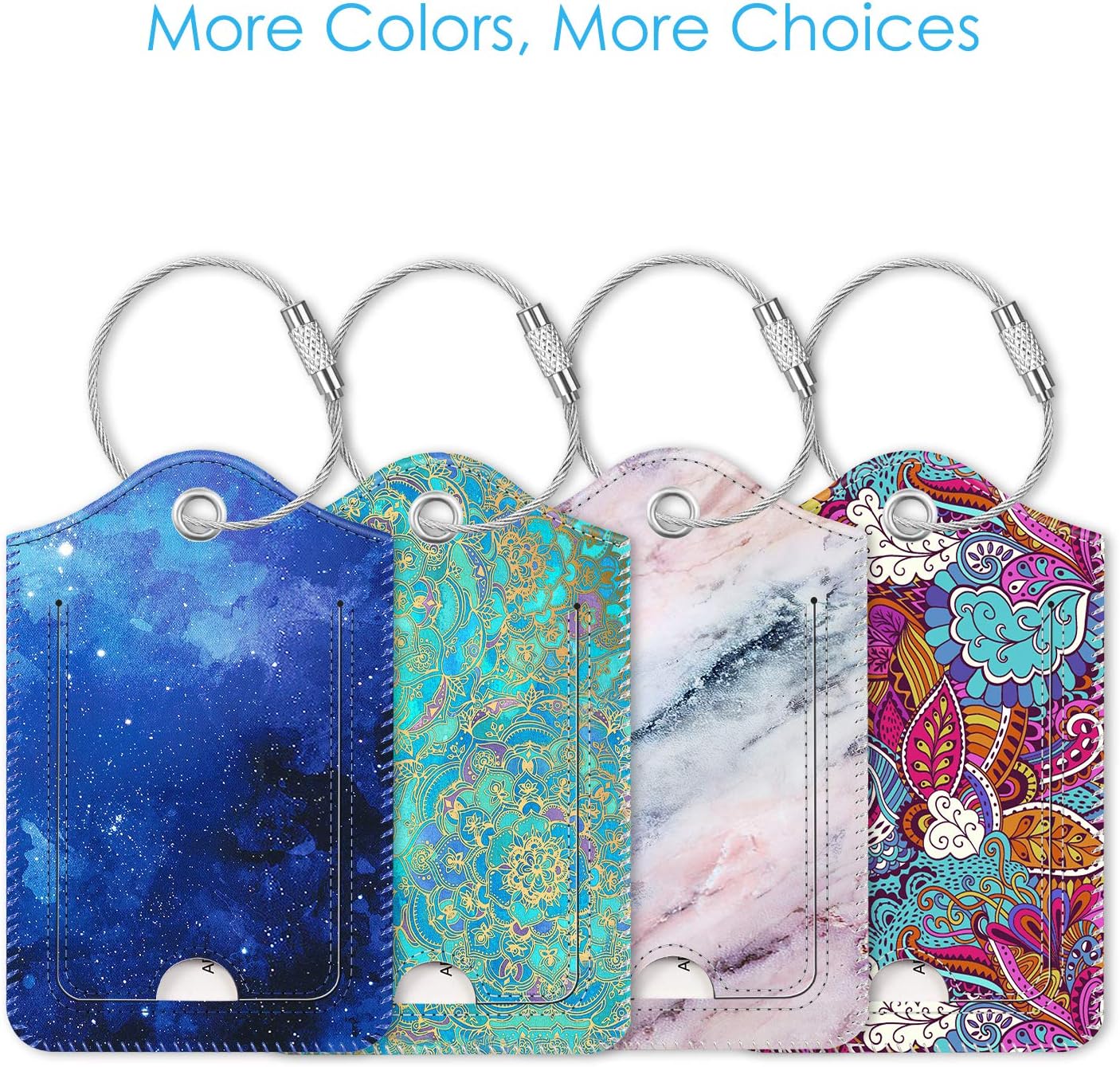  | 2 Pcs Luggage Tags, Fintie Privacy Cover ID Label with Stainless Steel Loop and Address Card for Travel Bag SuitcaseMarble Pink) | Luggage Tags