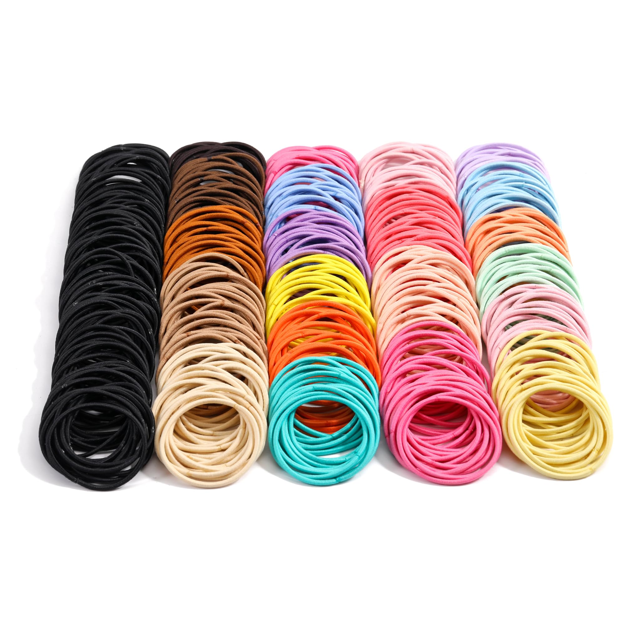 Photo 1 of 500 PCS Hair Ties for Thin Hair - 2.5mm x 5cm Premium Nylon Black Hair Tie Bulk for Women Girl Small Ponytail Holders Men Hair Elastic Band(Multicolor)