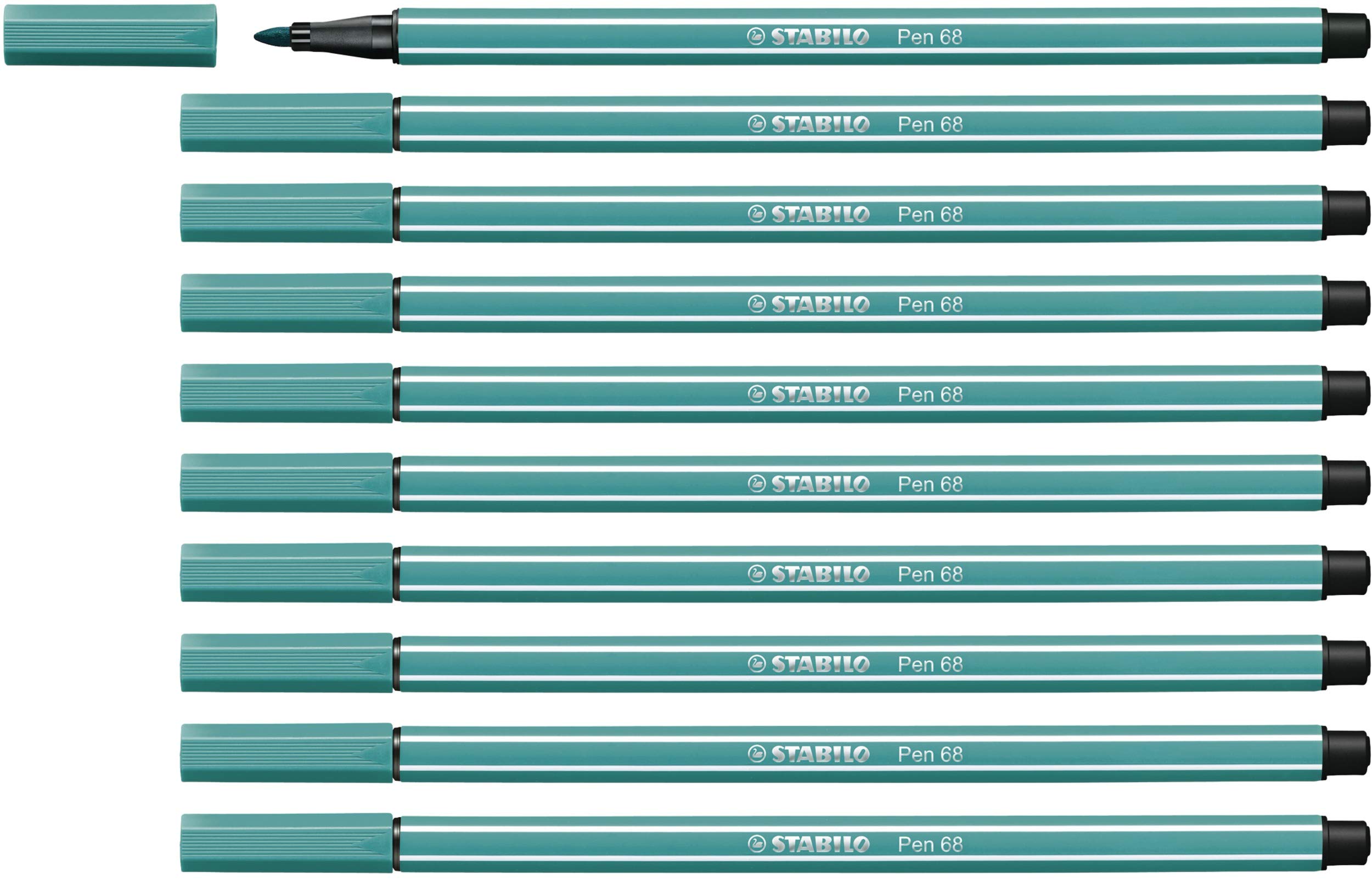 STABILO Pen 68 - Premium Fibre-Tip Pen - Pack of 10 - Turquoise Blue — image 1
